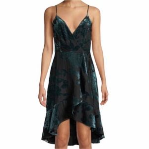 Amanda Uprichard NWT Velvet Wrap Cocktail Dress Emerald Green Black Size S